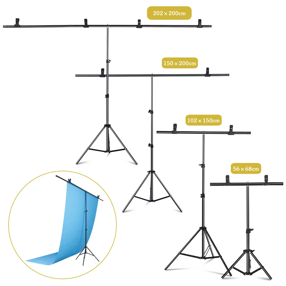 Backdrop Stand Kit - Sh-t-shape写真背景、背景スタンド、写真スタジオ用フレームサポートシステムキット、パーティー付きビデオクロマキー、1.5x2m、2x2m