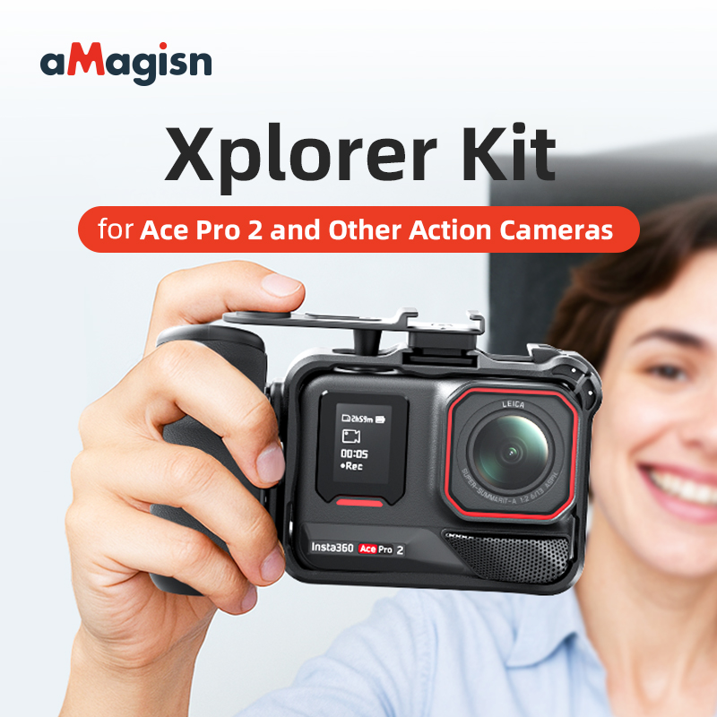 Photography Grip Insta360 X5 - aMagisn Xplorerキット ストリート写真撮影用ハンドルグリップ Insta360 X4/X5/Ace Pro