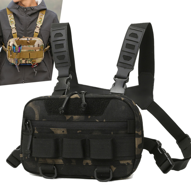 Photography Vest - 戦術的なチェストリグバックパックキャンプ偵察キットバッグモールベストフロントポーチ多目的デイパックハイキング釣りルアーパック