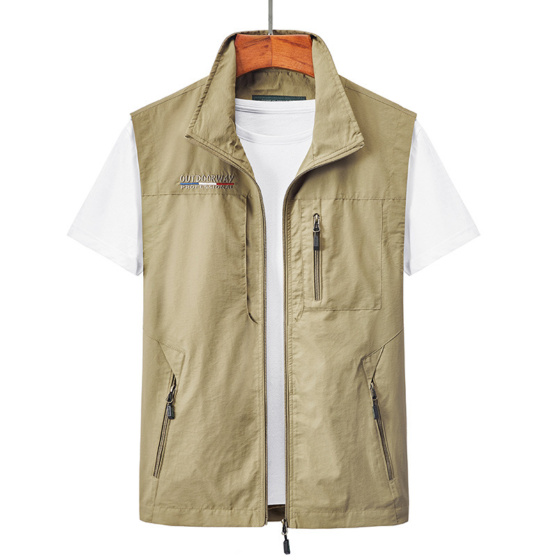 Photography Vest - メンズサマー超軽量釣り撮影用ベスト アウトドアフルジップテックウェア タクティカルマルチポケットメッシュ速乾カーゴベスト