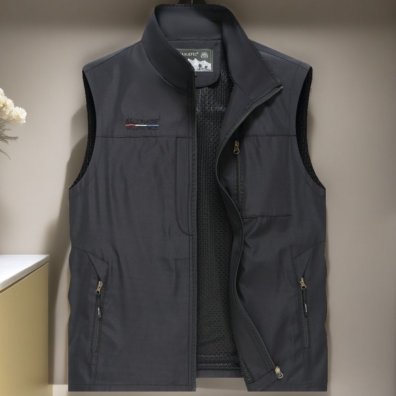 Photography Vest - メンズアウトドア多ポケットメッシュ裏地ベスト 春秋通気速乾フィッシング写真撮影用ノースリーブジャケット