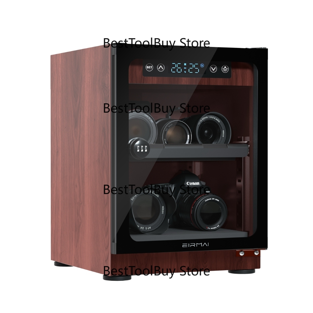 Camera Dry Cabinet - 30リットル木目調電子式防湿ボックス ドライキャビネット カメラレンズスタンプ写真撮影用除湿キャビネット