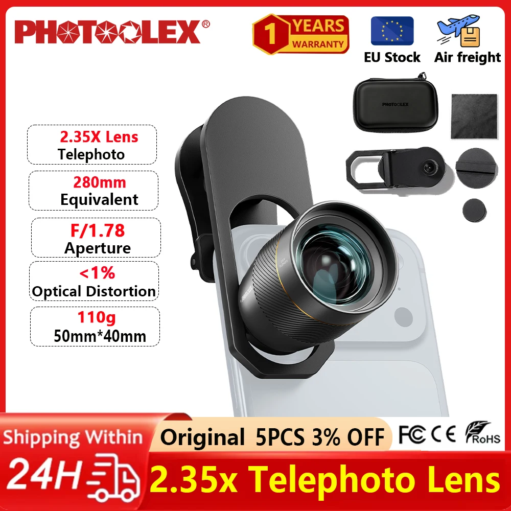 Photography Kit Xiaomi 15T Pro - PHOTOOLEX 2倍拡大電話カメラコンバーター マクロレンズ 280mm望遠レンズ iPhone、Android、Samsung、Xiaomi対応