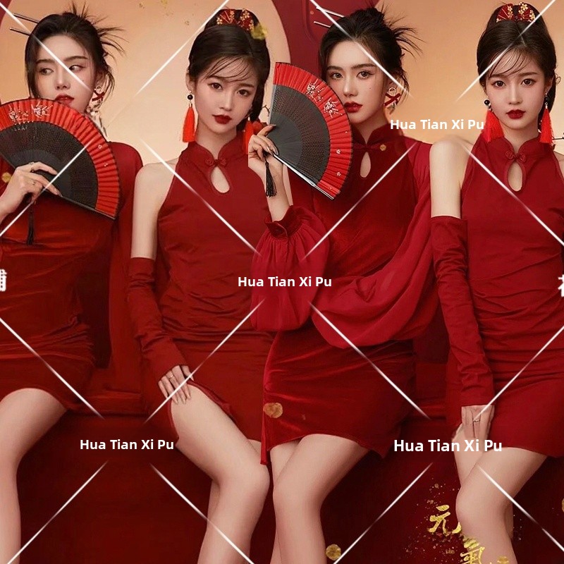Photography Trend - 新年ヴィンテージ写真スタジオファッショナブルな親友ポートレート服エスニックトレンド個性的な若い女の子アール...