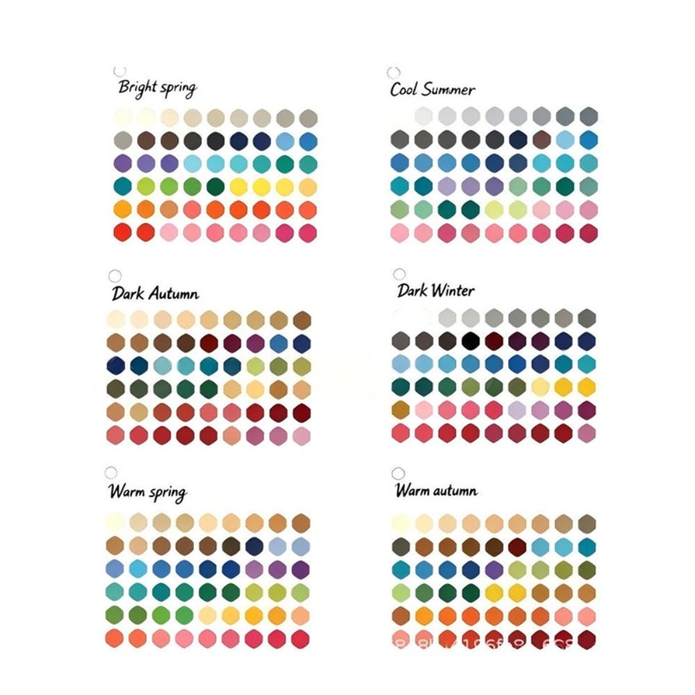 Color Checker Card - 6枚入りアクリル製季節カラー選択カード 透明ベース 両面カラー分析カード アクリル製スウォッチパレット