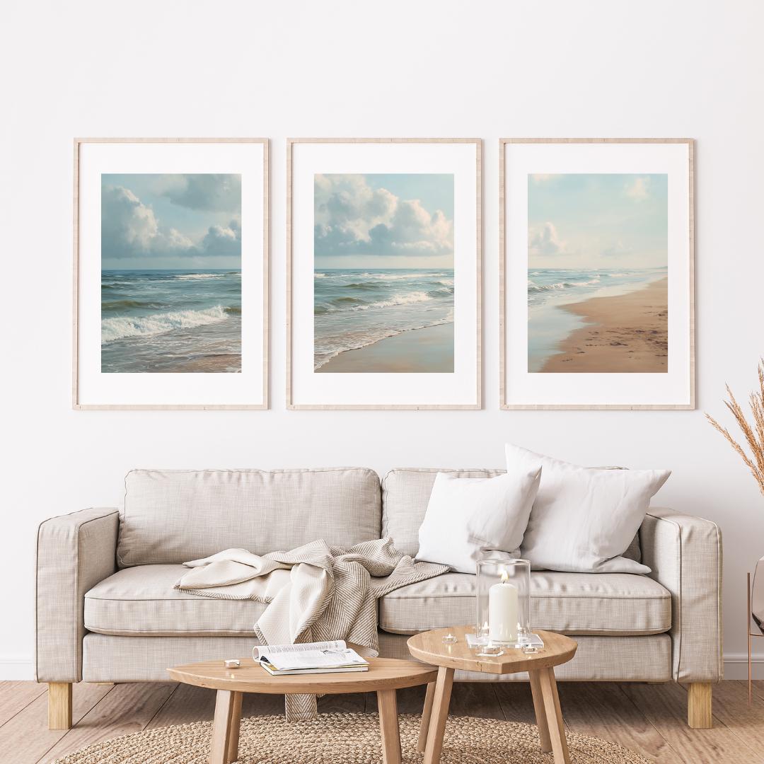 オーシャンビーチ三連画プリント3枚セット、海岸の海景ウォール - Photography Kit のレビューと価格