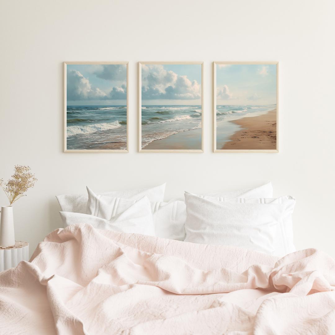 オーシャンビーチ三連画プリント3枚セット、海岸の海景ウォール - Photography Kit のレビューと価格