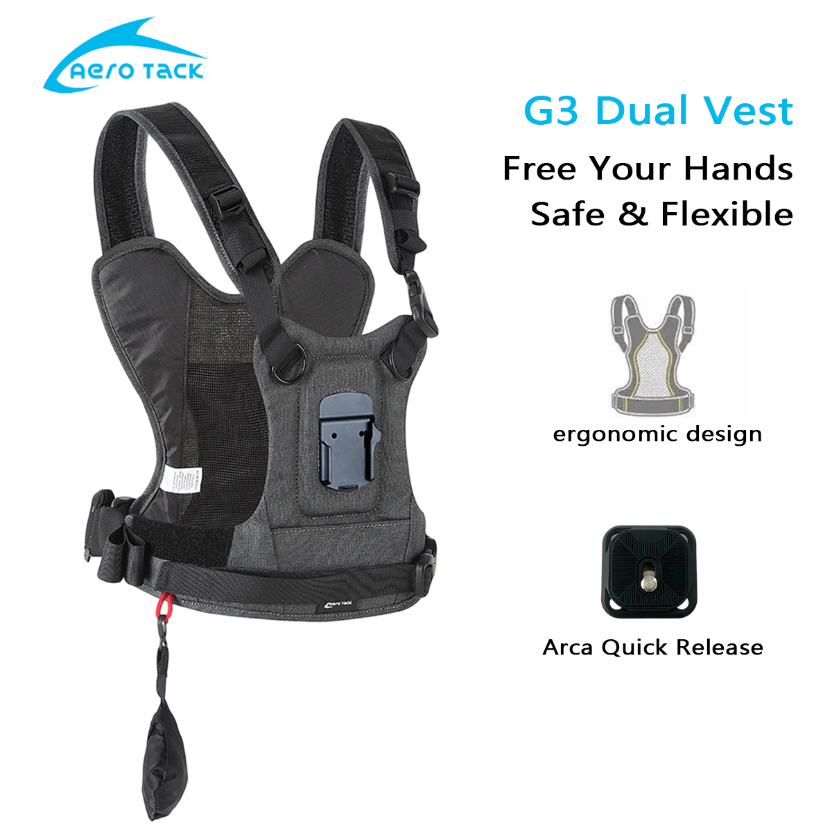 エアロタックG3カメラストラップ、ダブルショルダーストラップ - Photography Vest のレビューと価格