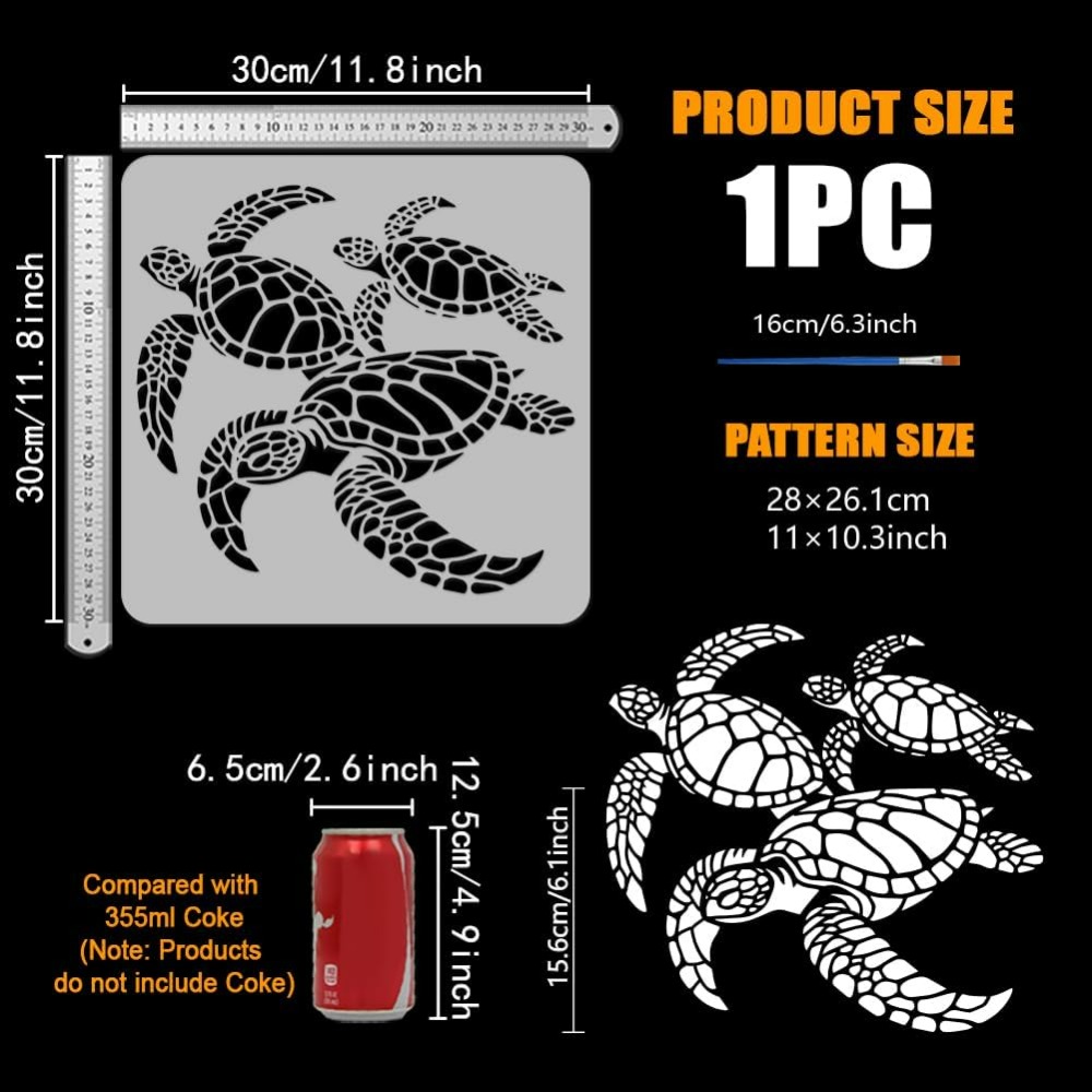 カメのステンシル ブラシでペイントするための 11.8x11 - Photography Techniques のレビューと価格