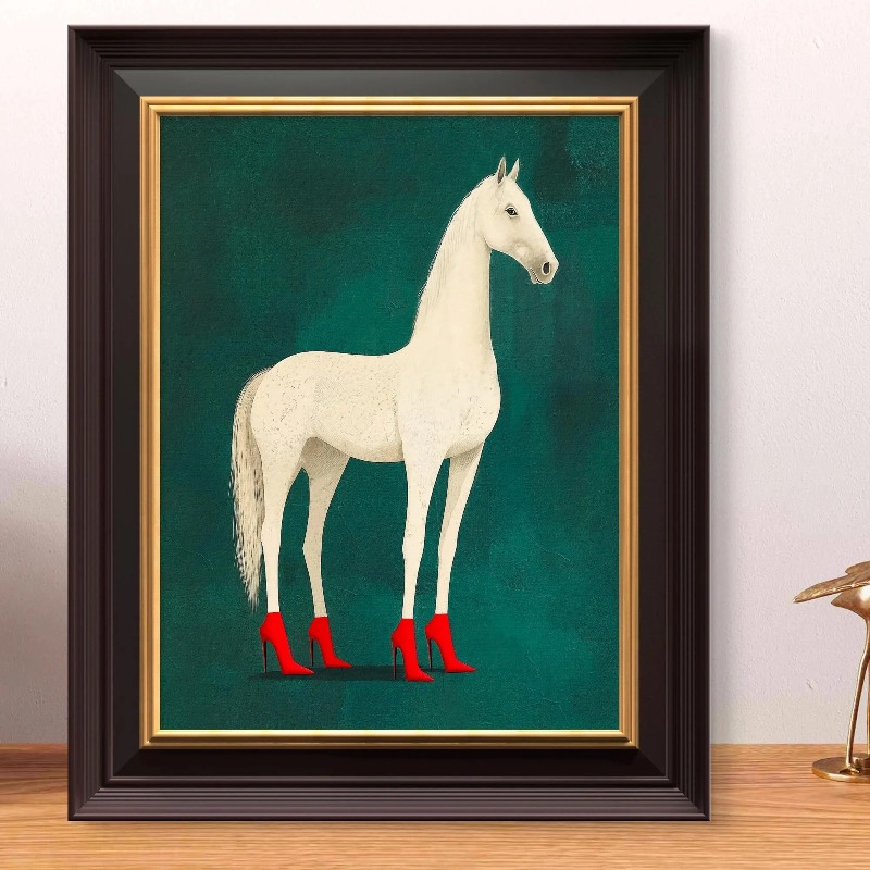 1ピースキャンバス絵画フレームレス面白い馬のファッションウォ - Photography Trend のレビューと価格