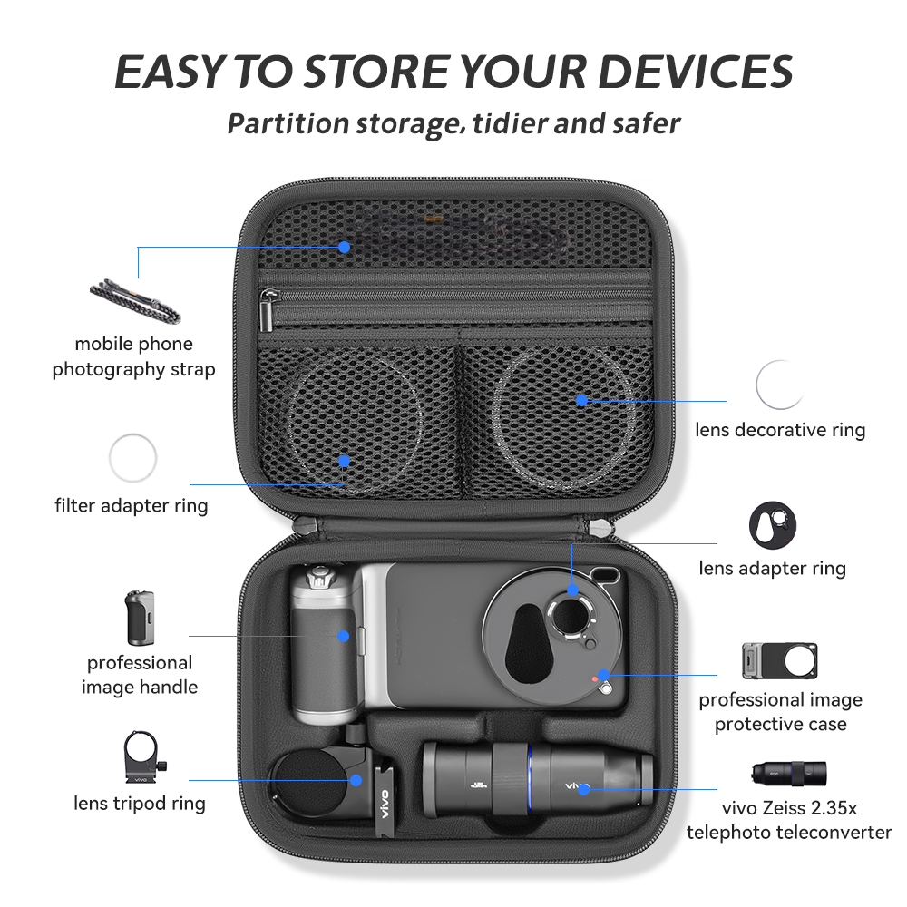 XFJI収納バッグケースPUレザー耐衝撃ハードシェルハンドバ - Photography Kit Vivo X300 のレビューと価格