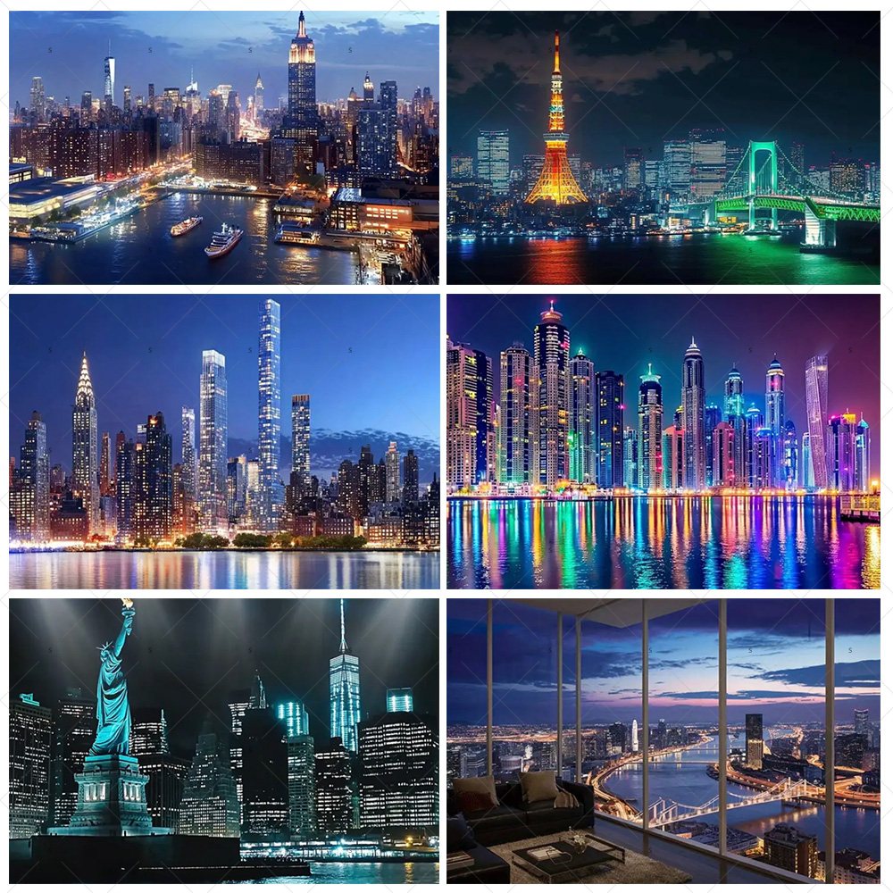 夜景高層ビル背景バナー ニューヨークシティ写真撮影背景用品  - Photography New York のレビューと価格