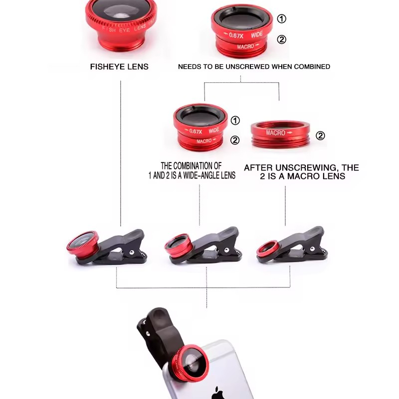 ユニバーサル3in1魚眼レンズ 広角マクロ スマートフォン魚 - Photography Kit Xiaomi 15T Pro のレビューと価格